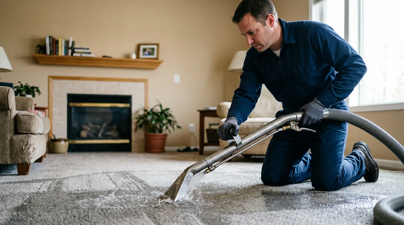 Water damage restoration technician working near Fogelsville, PA